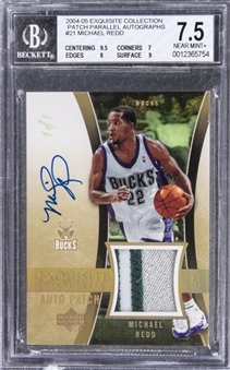 2004-05 UD "Exquisite Collection" Patch Parallel Autographs #21-AP Michael Redd Signed Game Used Patch Card (#1/1) – BGS NM+ 7.5/BGS 10